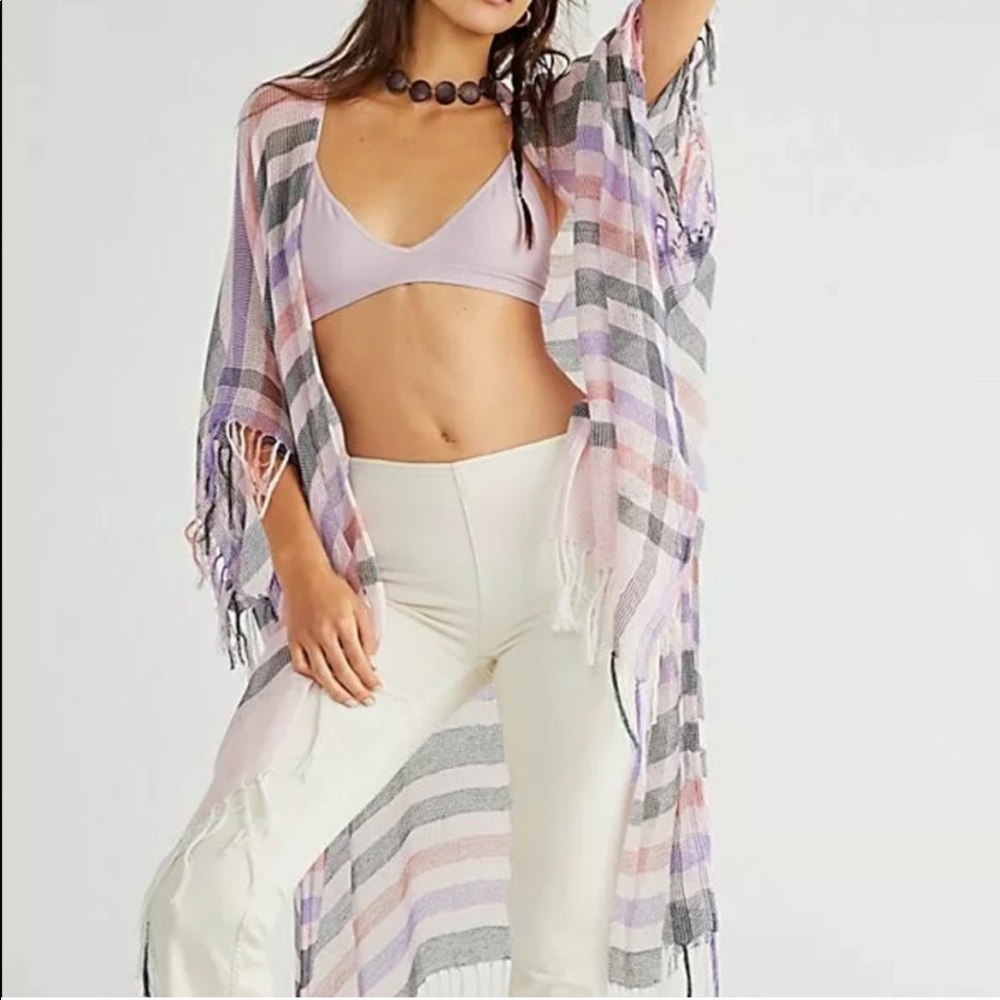 Free People Beach Stripe Kimono Swim Coverup